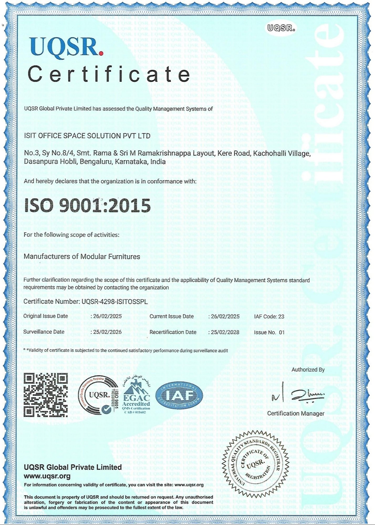 iSit certification document 1